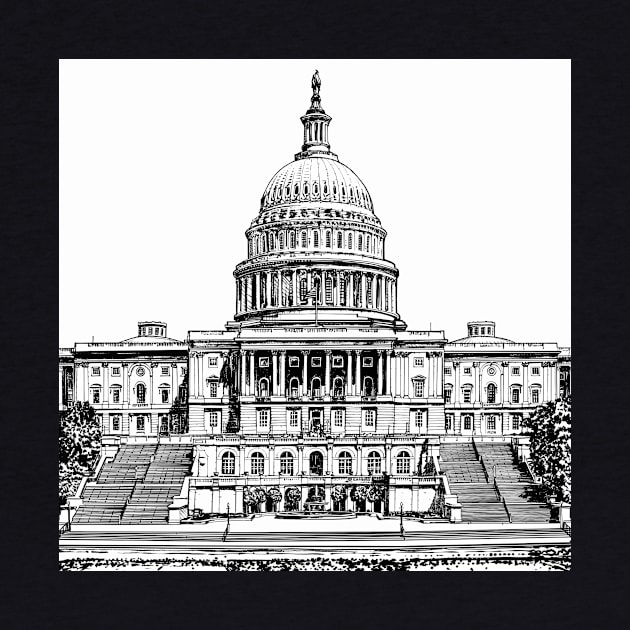 UNITED STATES CAPITOL (west front) - INK PAINTING .2 by lautir